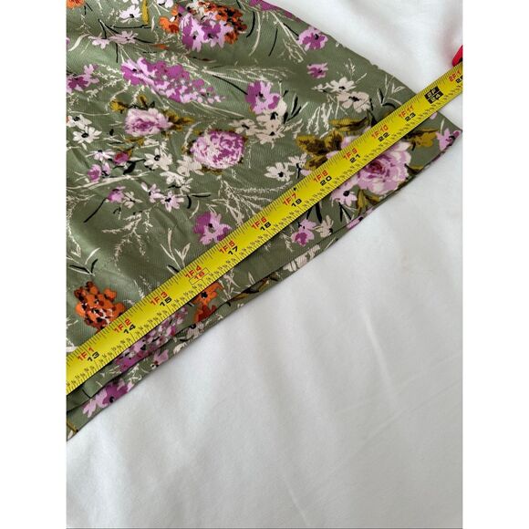 NWT By Anthropologie Wide-Leg Pants Floral Print Olive Green Size 6 - Picture 9 of 9